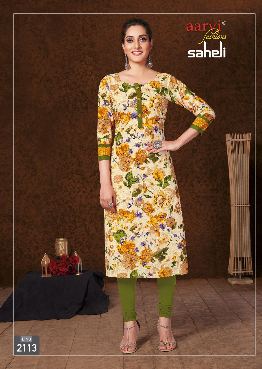 Aarvi Saheli 11 Latest Fancy Designer Cotton Printed Kurti Material